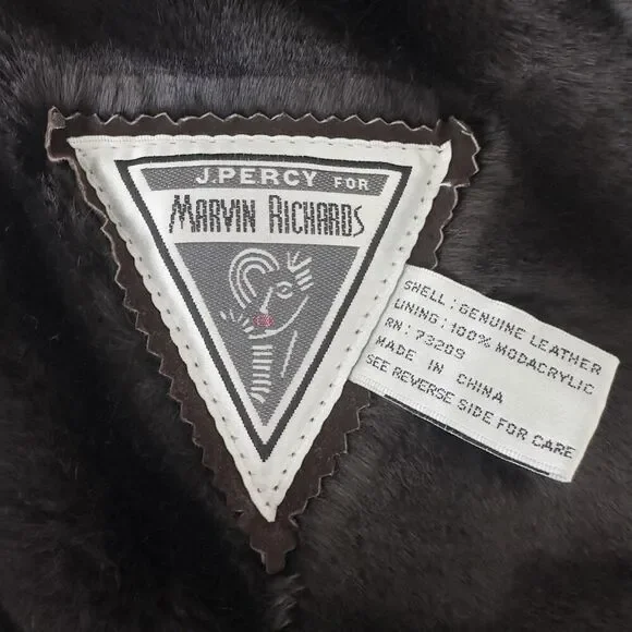 Marvin Richards Jacket Womens XL Brown Suede Leather Faux Fur Lined Hooded
